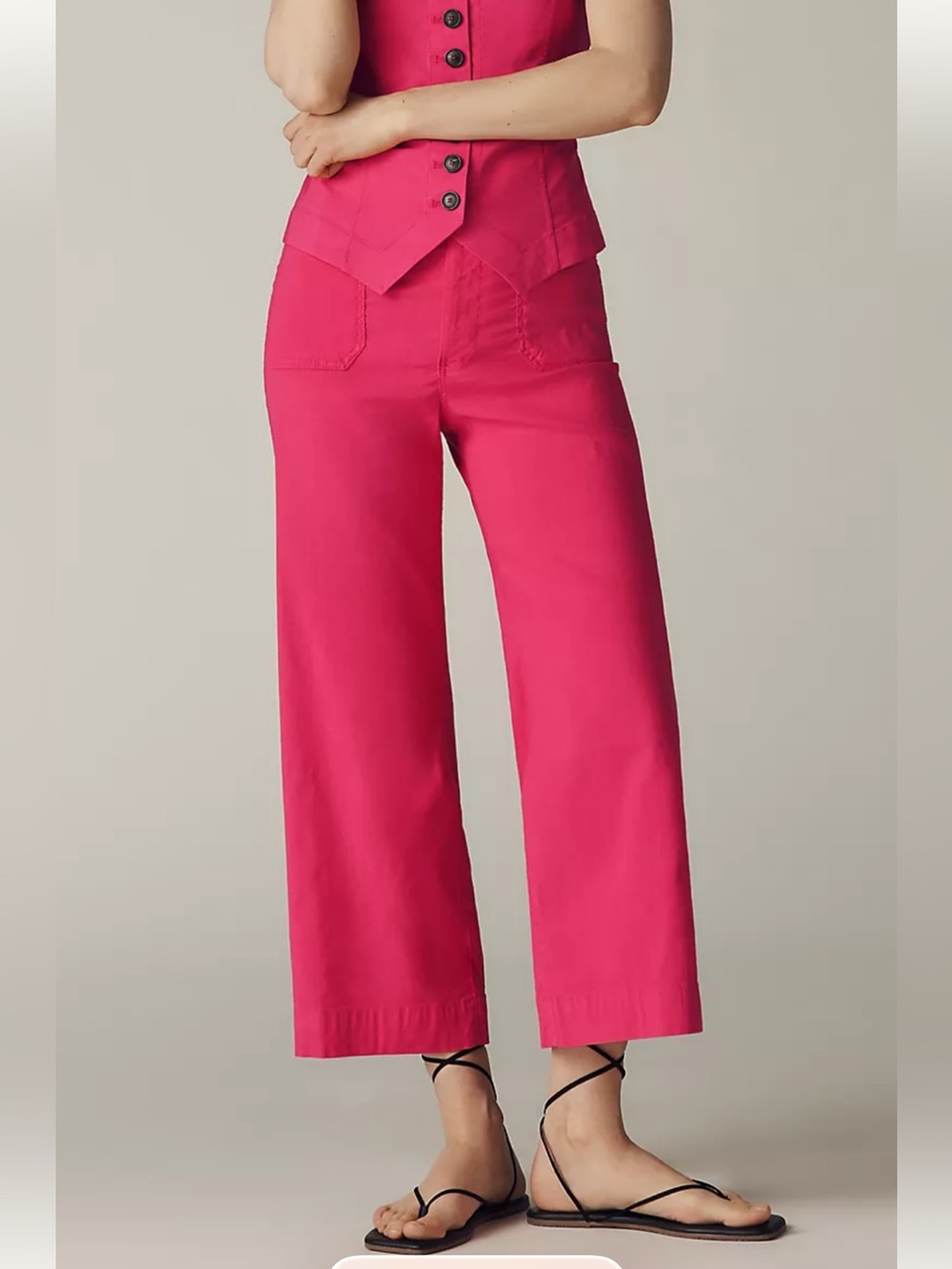 New Maeve Colette Knit Cropped Wide Leg Pants in fuchsia.